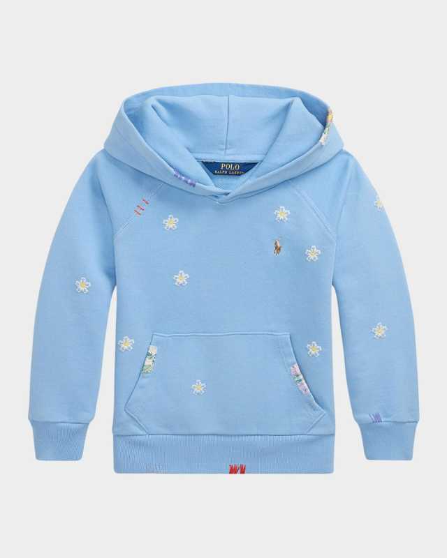 Girl's Floral Embroidered Hoodie, Size 2-6X